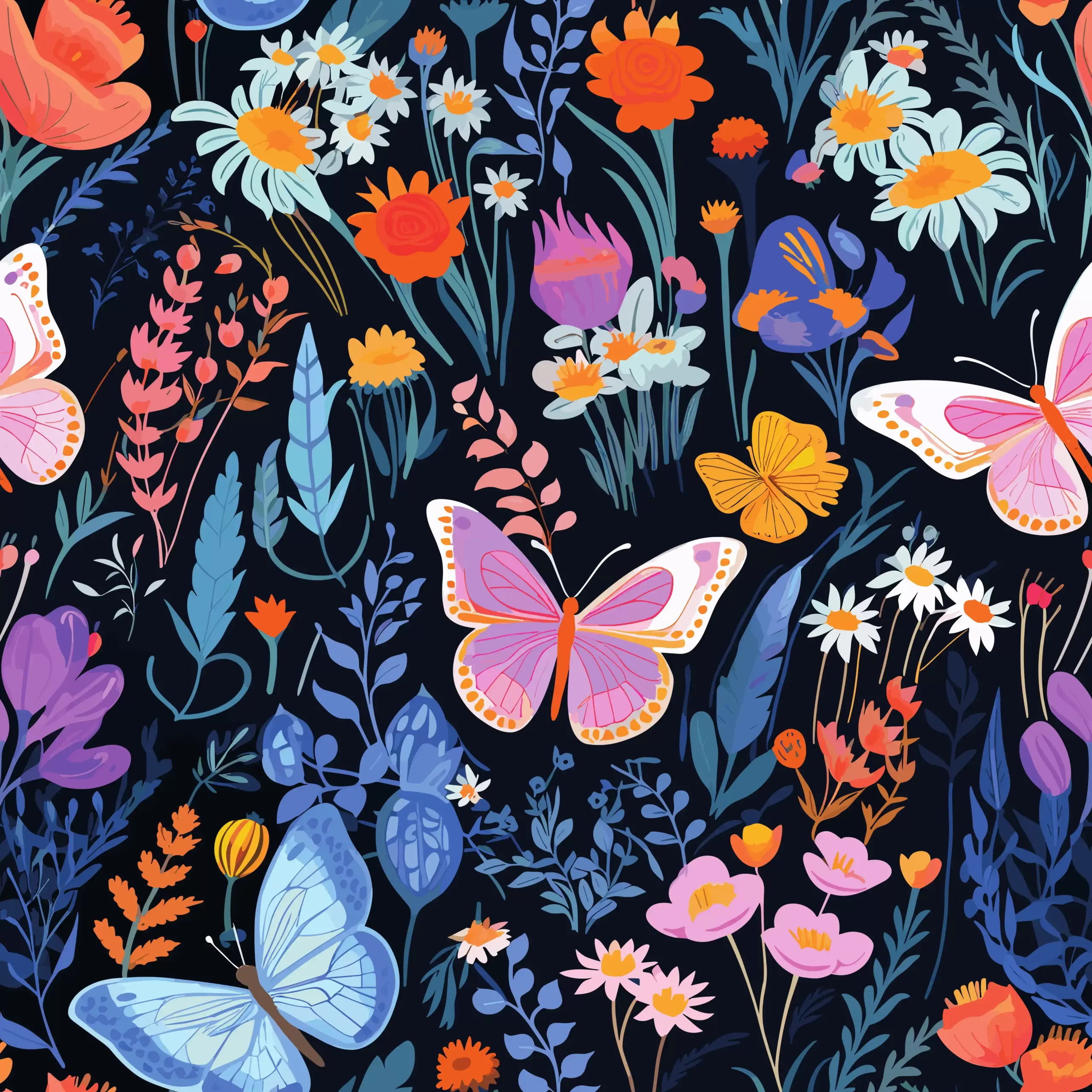 Delicatesse Florale et Papillons I