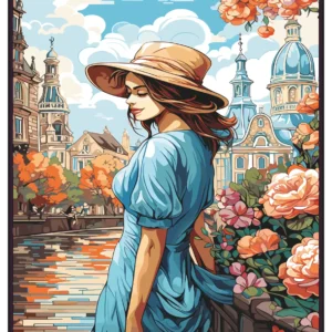 Femme sur le Canal d'Amsterdam