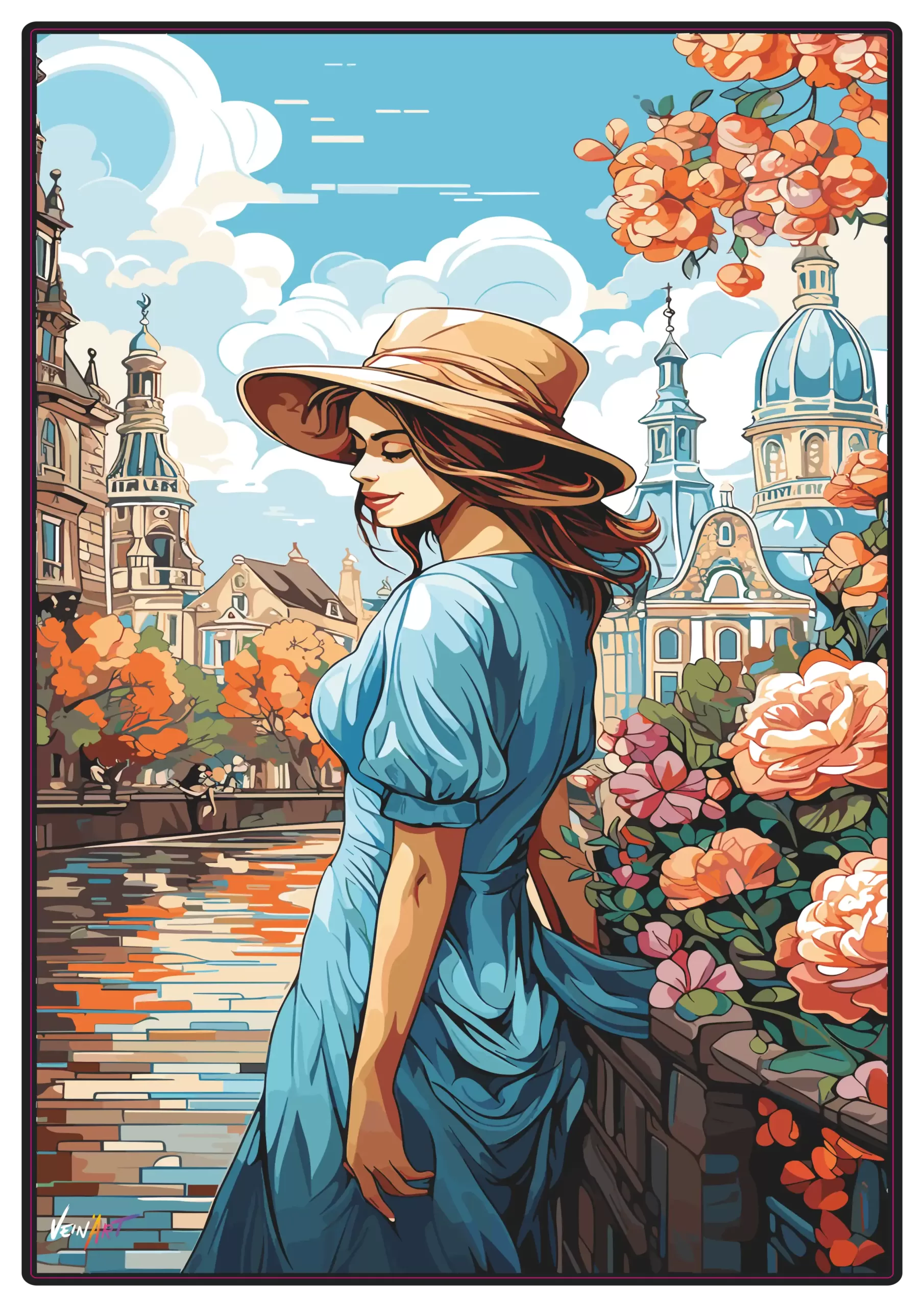 Femme sur le Canal d'Amsterdam