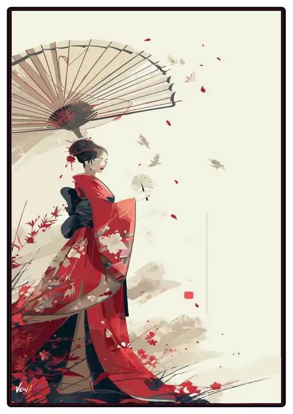 GEISHA À L'OMBRELLE – Grâce Japonaise