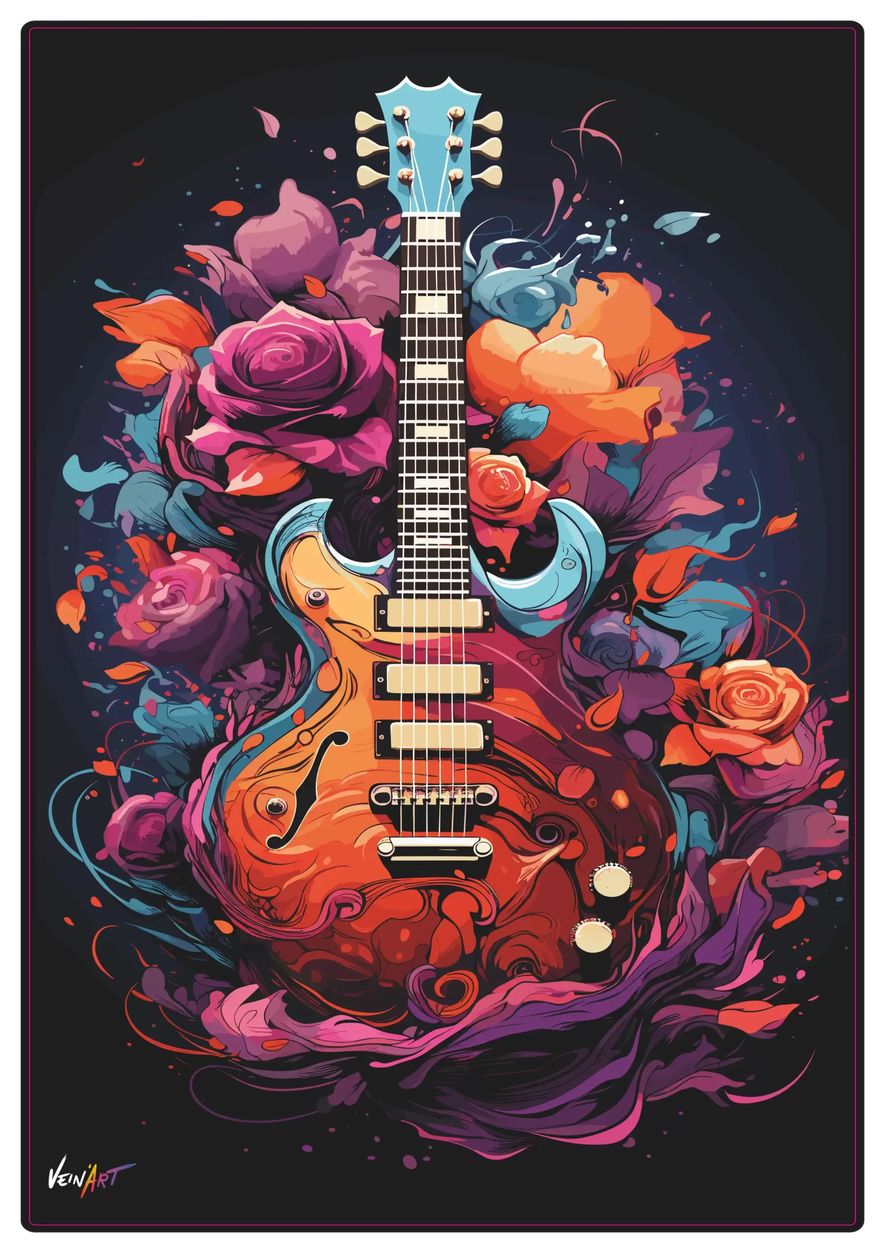Guitare aux fleurs