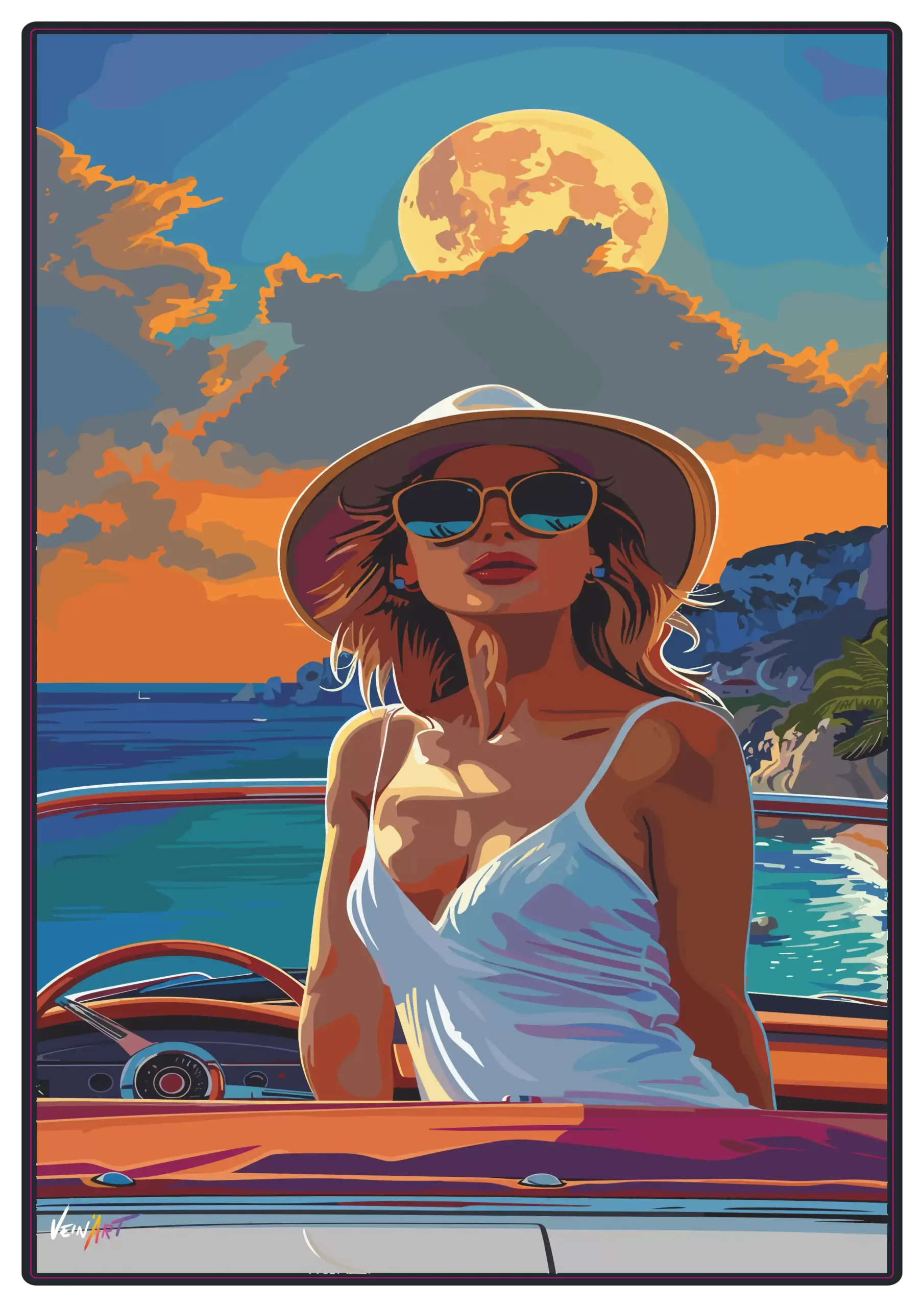 Femme en Voiture de Luxe – Charme et Style