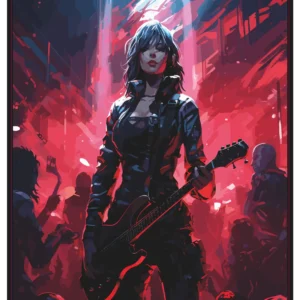 Sticker guitariste cyberpunks