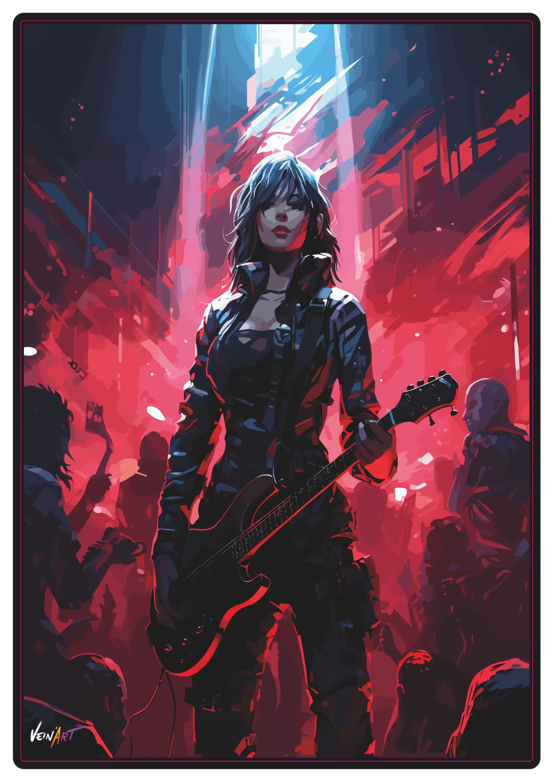 Sticker guitariste cyberpunks