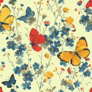 Motif Papillons et Fleurs Délicates